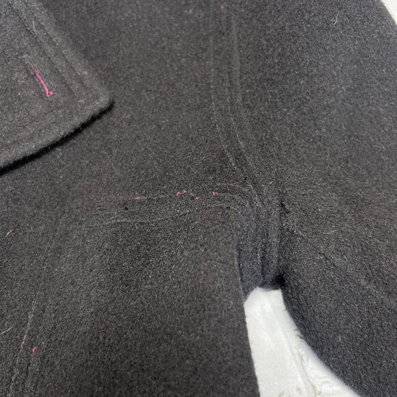 Lilly Pulitzer Wool Pea Coat SIZE Small Black Pink Lining Jacket Pockets - Picture 10 of 12